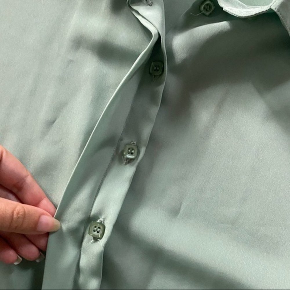 St. John Green Polyester Button Down Blouse - image 4